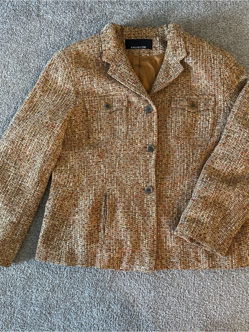 Jones New York Tweed Boucle Blazer Jacket Women's M / L No Size Tag Fits Sz 10